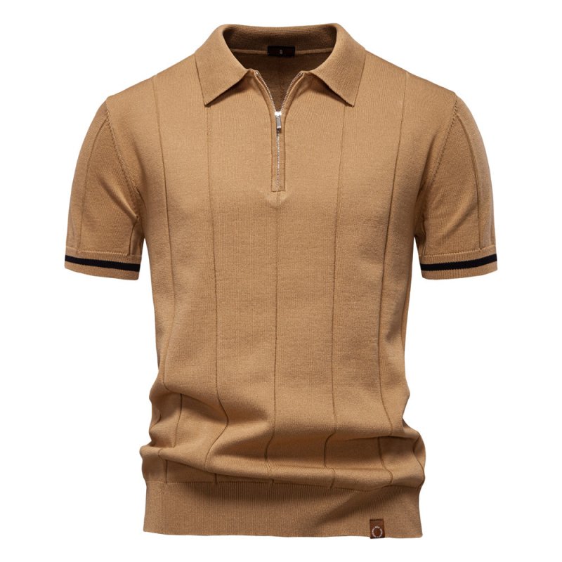 Owen Koszulka Polo Męska Dzianina – Elegancka Polo z Zamkiem Bawełna Prążkowana - Pootivo