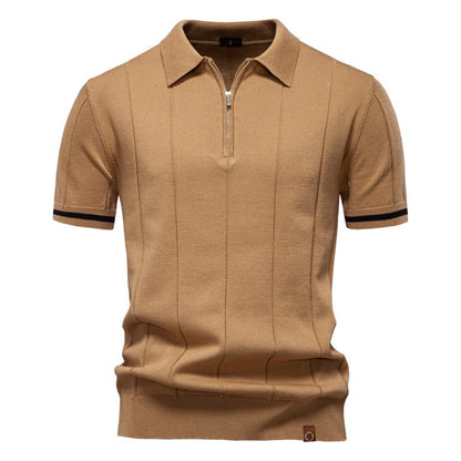 Owen Koszulka Polo Męska Dzianina – Elegancka Polo z Zamkiem Bawełna Prążkowana - Pootivo