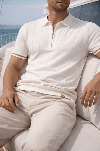 Owen Koszulka Polo Męska Dzianina – Elegancka Polo z Zamkiem Bawełna Prążkowana - Pootivo