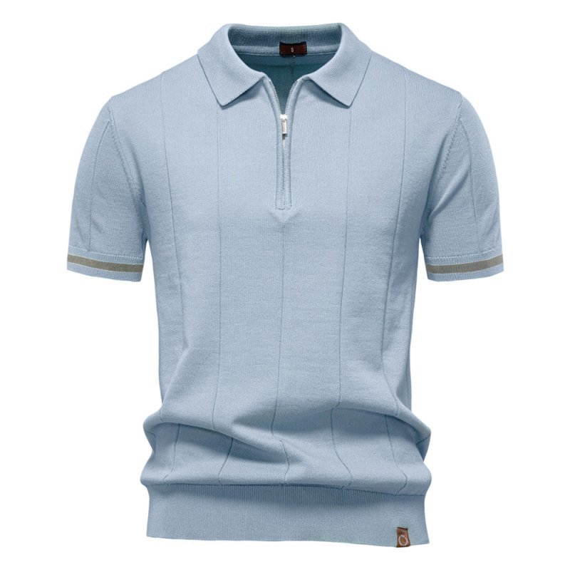 Owen Koszulka Polo Męska Dzianina – Elegancka Polo z Zamkiem Bawełna Prążkowana - Pootivo