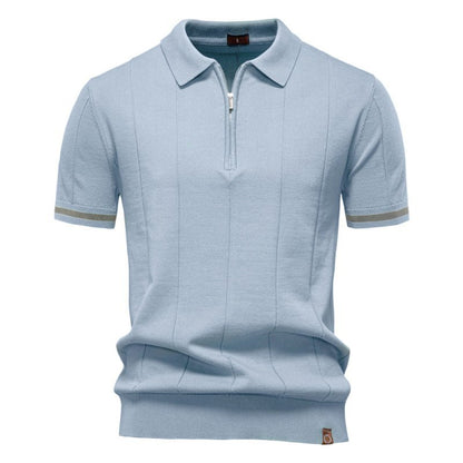 Owen Koszulka Polo Męska Dzianina – Elegancka Polo z Zamkiem Bawełna Prążkowana - Pootivo