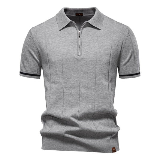 Owen Koszulka Polo Męska Dzianina – Elegancka Polo z Zamkiem Bawełna Prążkowana - Pootivo