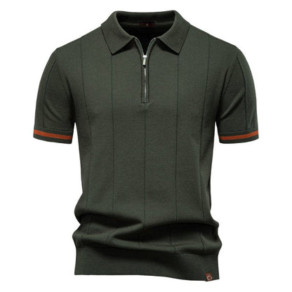 Owen Koszulka Polo Męska Dzianina – Elegancka Polo z Zamkiem Bawełna Prążkowana - Pootivo