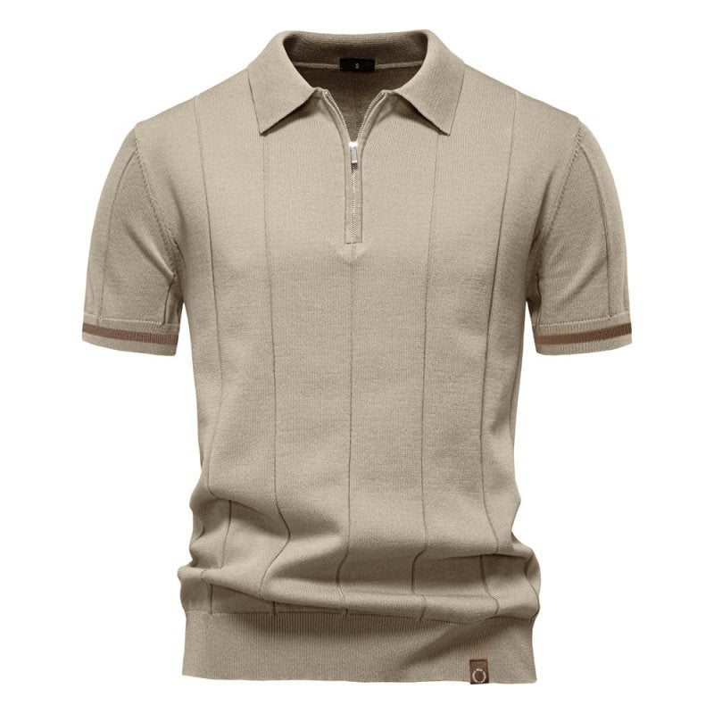 Owen Koszulka Polo Męska Dzianina – Elegancka Polo z Zamkiem Bawełna Prążkowana - Pootivo