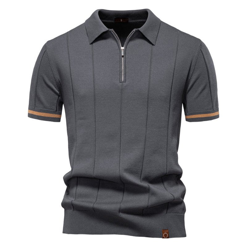 Owen Koszulka Polo Męska Dzianina – Elegancka Polo z Zamkiem Bawełna Prążkowana - Pootivo
