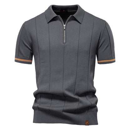 Owen Koszulka Polo Męska Dzianina – Elegancka Polo z Zamkiem Bawełna Prążkowana - Pootivo