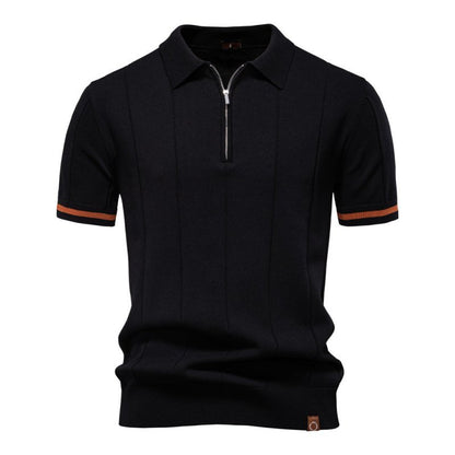Owen Koszulka Polo Męska Dzianina – Elegancka Polo z Zamkiem Bawełna Prążkowana - Pootivo