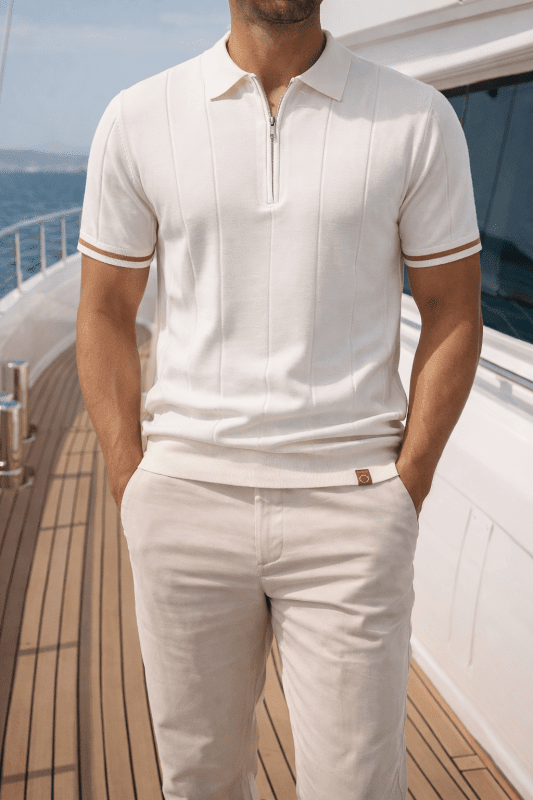 Owen Koszulka Polo Męska Dzianina – Elegancka Polo z Zamkiem Bawełna Prążkowana - Pootivo