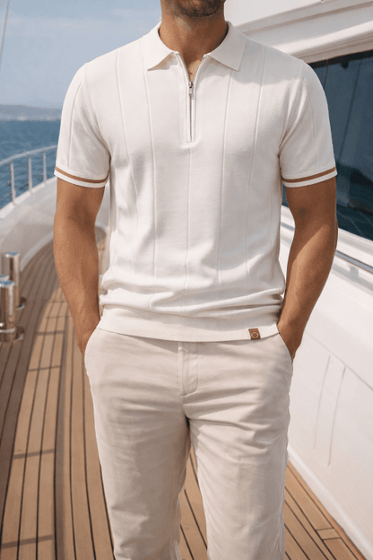 Owen Koszulka Polo Męska Dzianina – Elegancka Polo z Zamkiem Bawełna Prążkowana - Pootivo