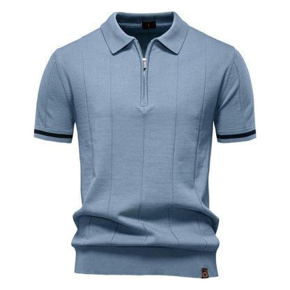 Owen Koszulka Polo Męska Dzianina – Elegancka Polo z Zamkiem Bawełna Prążkowana - Pootivo
