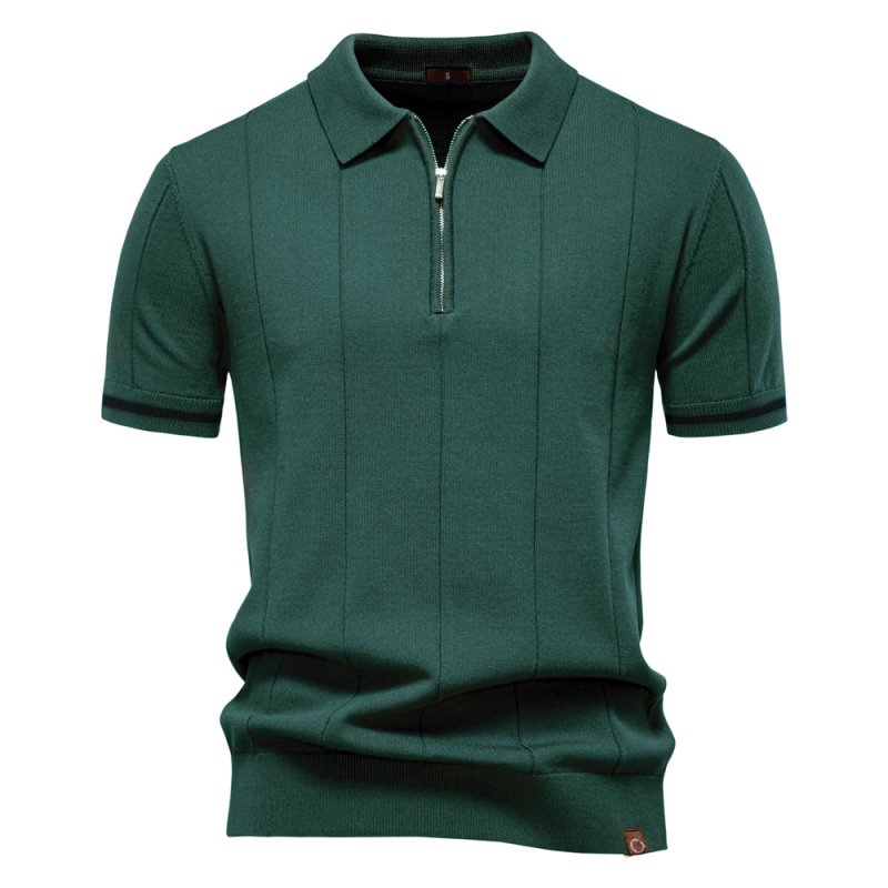Owen Koszulka Polo Męska Dzianina – Elegancka Polo z Zamkiem Bawełna Prążkowana - Pootivo