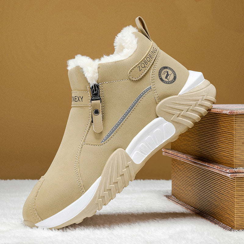 Khaki zimowe buty męskie z pluszową wyściółką