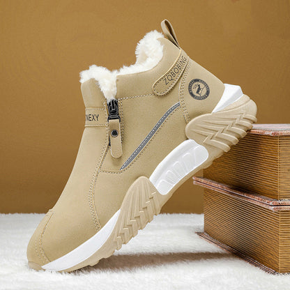 Khaki zimowe buty męskie z pluszową wyściółką