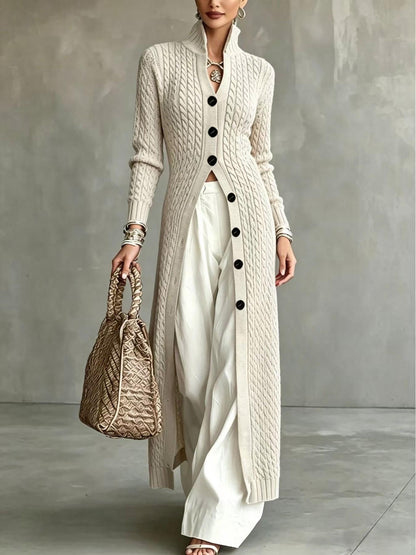 Prosława | Długi Zimowy Kardigan ze Stójką - Pootivo