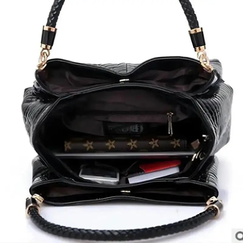 Quinn | Krokodylowa Lakierowana Torebka Shopper - Pootivo