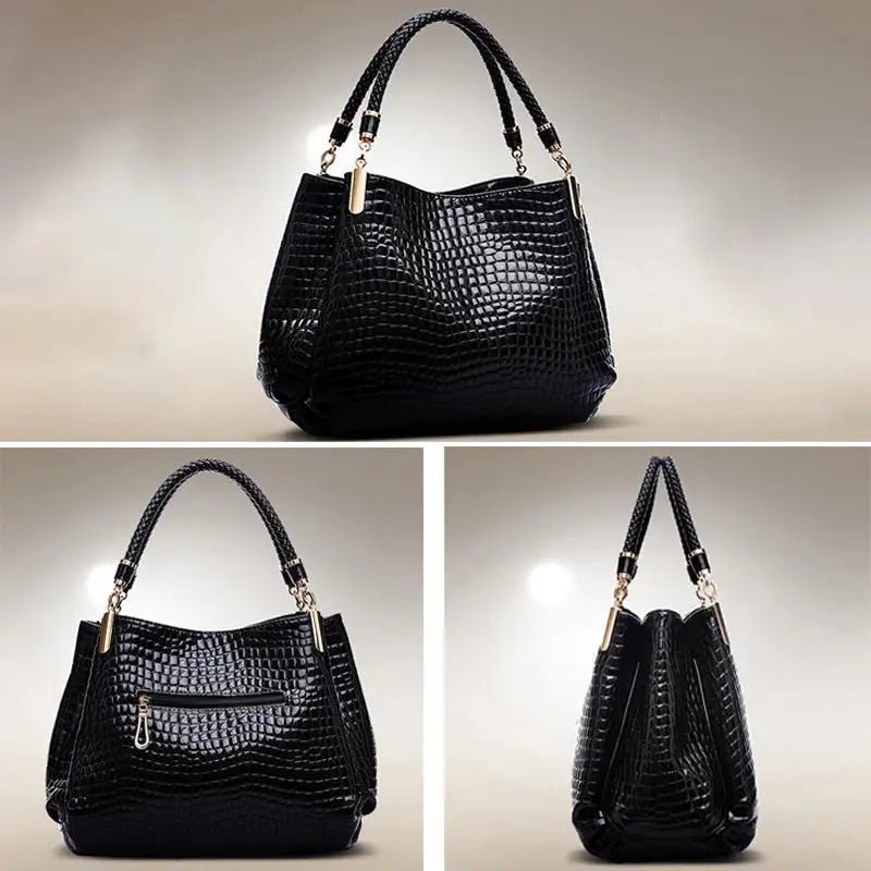 Quinn | Krokodylowa Lakierowana Torebka Shopper - Pootivo