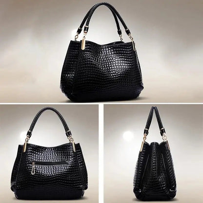 Quinn | Krokodylowa Lakierowana Torebka Shopper - Pootivo