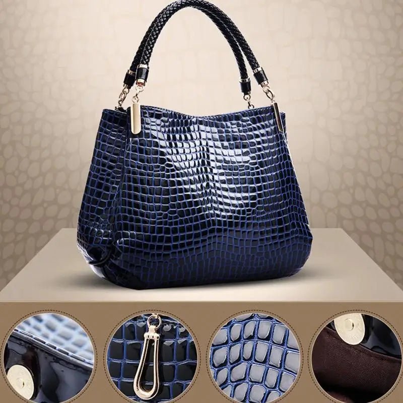 Quinn | Krokodylowa Lakierowana Torebka Shopper - Pootivo