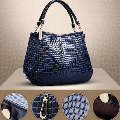 Quinn | Krokodylowa Lakierowana Torebka Shopper - Pootivo