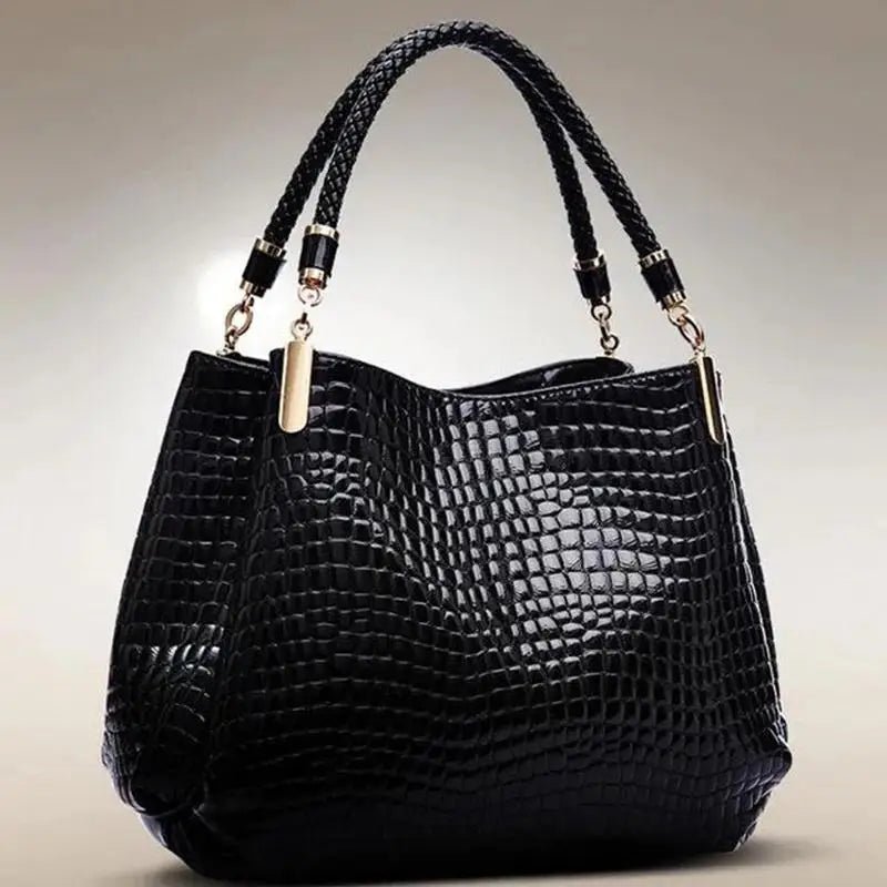Quinn | Krokodylowa Lakierowana Torebka Shopper - Pootivo