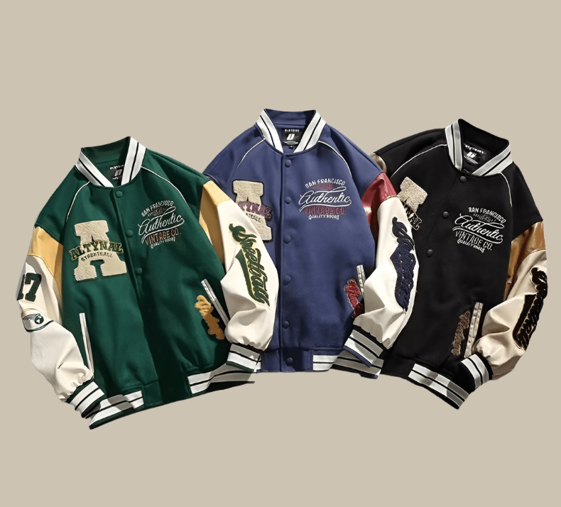 Reid | Oversize Vintage Męska Kurtka Bejsbolówka - Pootivo