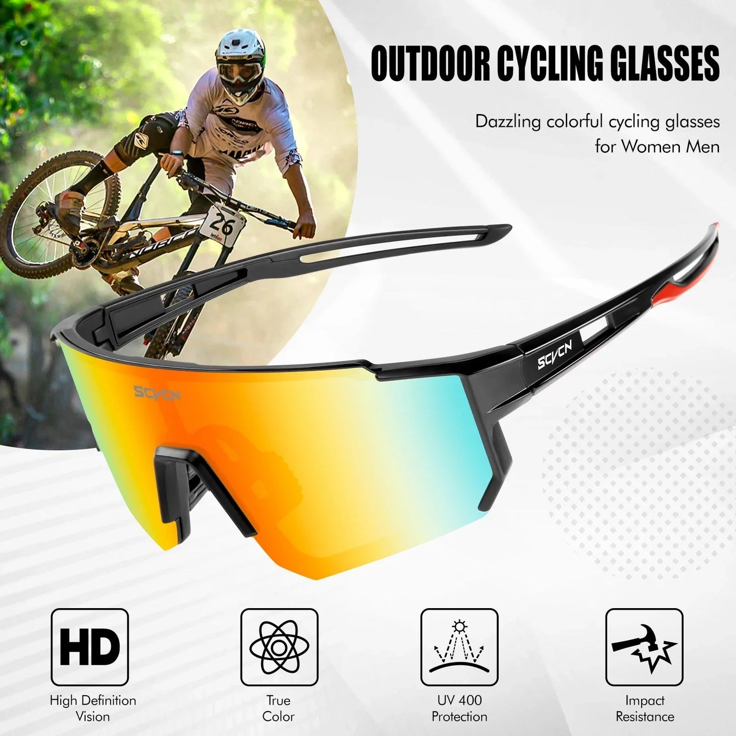 Rhett | Panoramiczne Sportowe Okulary Rowerowe UV400 - Pootivo