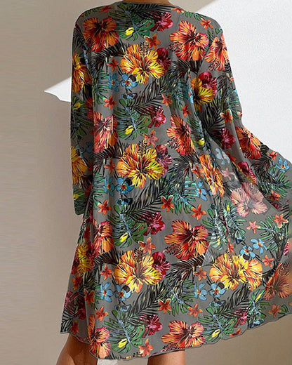 Rivéa Komplet Plażowy Bikini Kwiatowe Strój Kąpielowy z Kimono - Pootivo