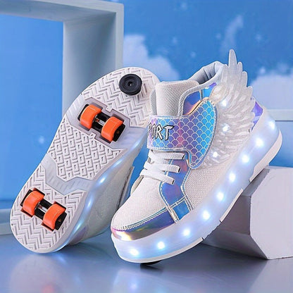 Rollimo – Buty na Kółkach dla Dzieci z Podświetleniem LED, Ładowane USB, Rozmiary 29-37 - Pootivo