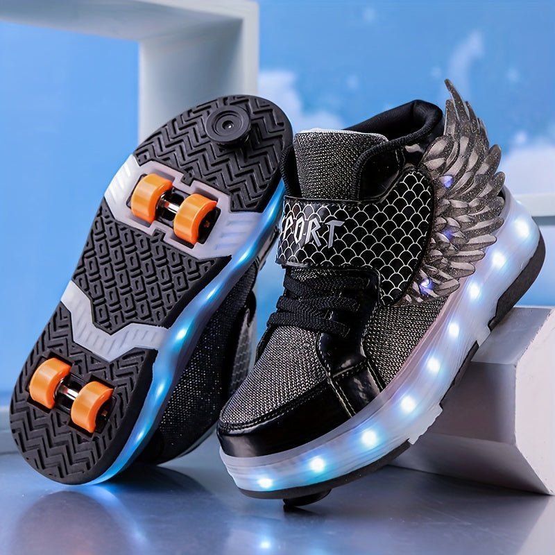 Rollimo – Buty na Kółkach dla Dzieci z Podświetleniem LED, Ładowane USB, Rozmiary 29-37 - Pootivo