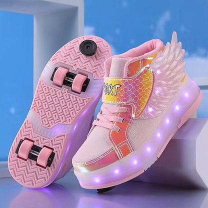 Rollimo – Buty na Kółkach dla Dzieci z Podświetleniem LED, Ładowane USB, Rozmiary 29-37 - Pootivo