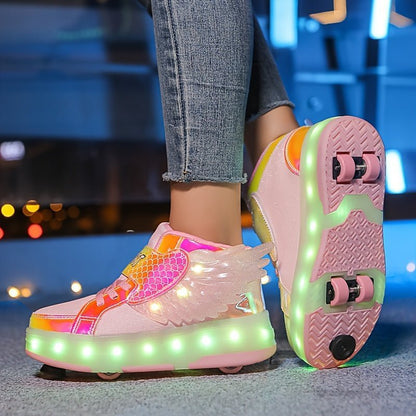 Rollimo – Buty na Kółkach dla Dzieci z Podświetleniem LED, Ładowane USB, Rozmiary 29-37 - Pootivo