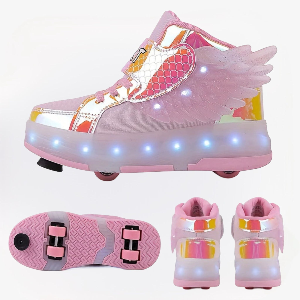 Rollimo – Buty na Kółkach dla Dzieci z Podświetleniem LED, Ładowane USB, Rozmiary 29-37 - Pootivo