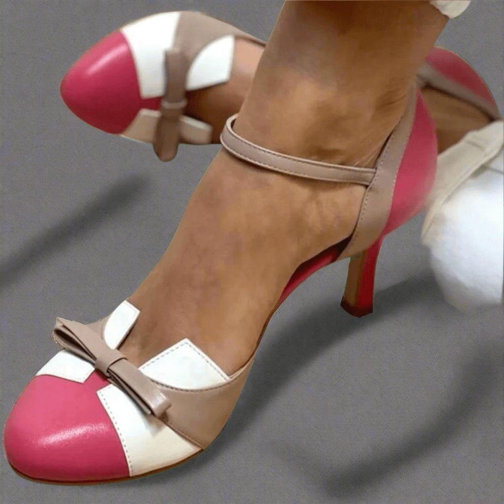Rosève | Sandały Damskie na Obcasie z Kokardą – Eleganckie Color Block z Paskiem - Pootivo