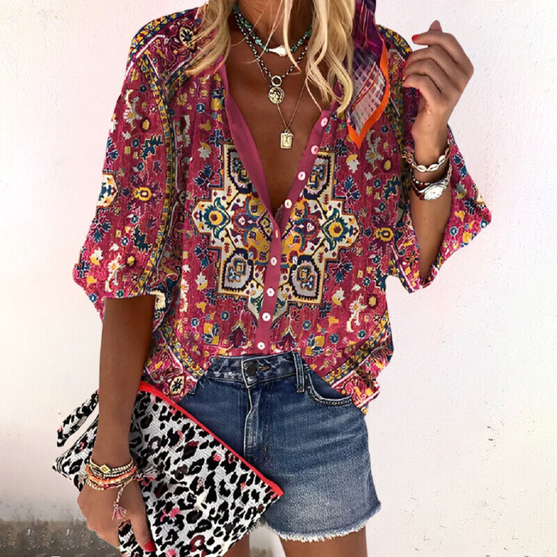Marisol | Kwiecista Bluzka Boho z Guzikami