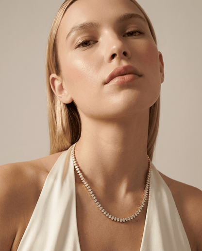 Sawyer | Pozłacany Naszyjnik Tenisowy z Cyrkoniami - Pootivo