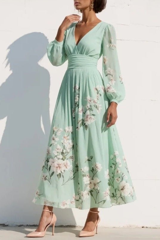 Scarlett | Plisowana Kwiecista Sukienka Maxi - Pootivo