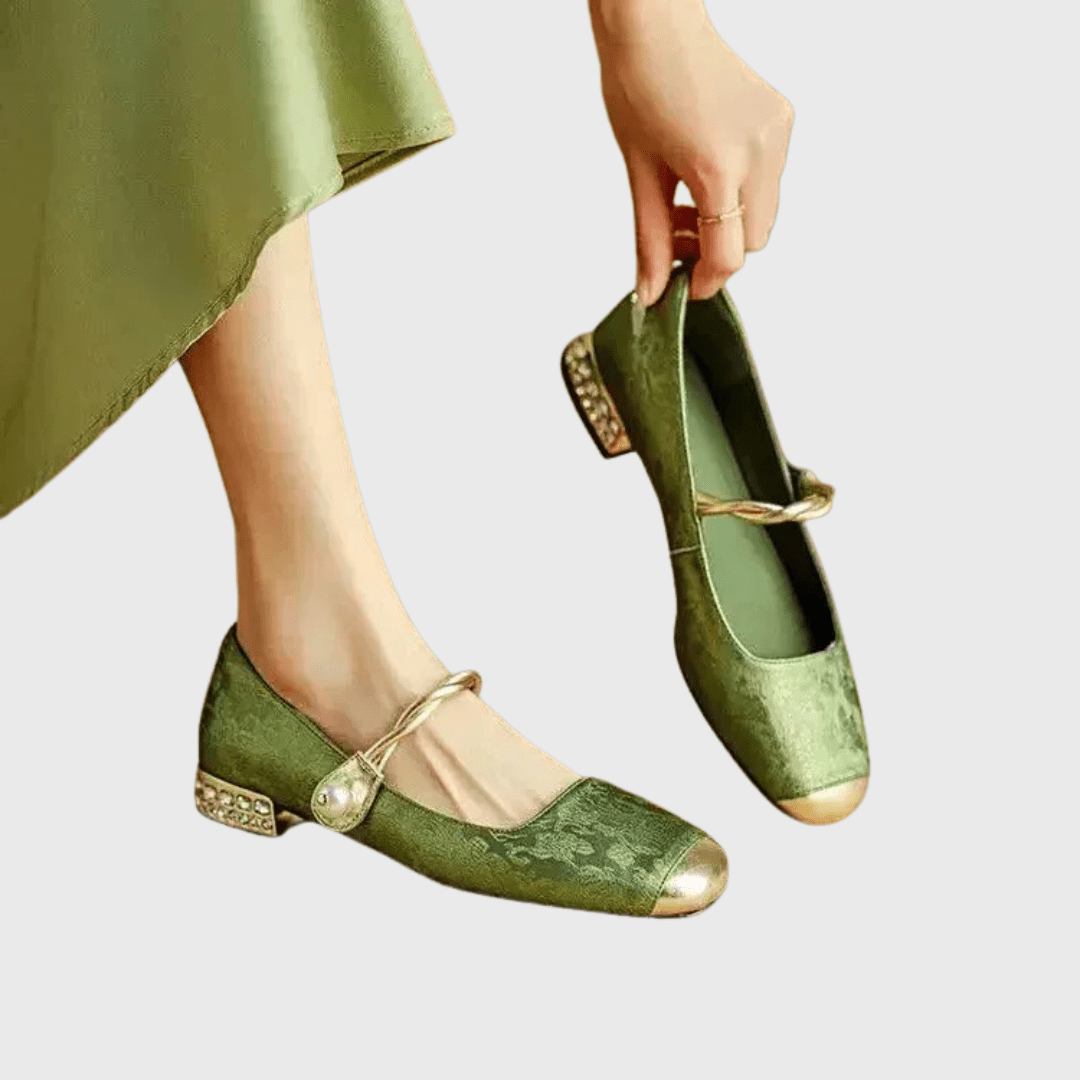 Scarlett | Retro Zielone Buty Mary Jane - Pootivo