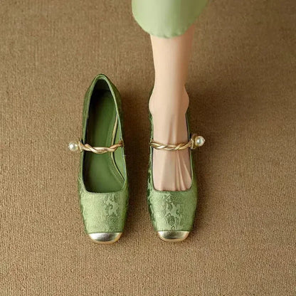 Scarlett | Retro Zielone Buty Mary Jane - Pootivo