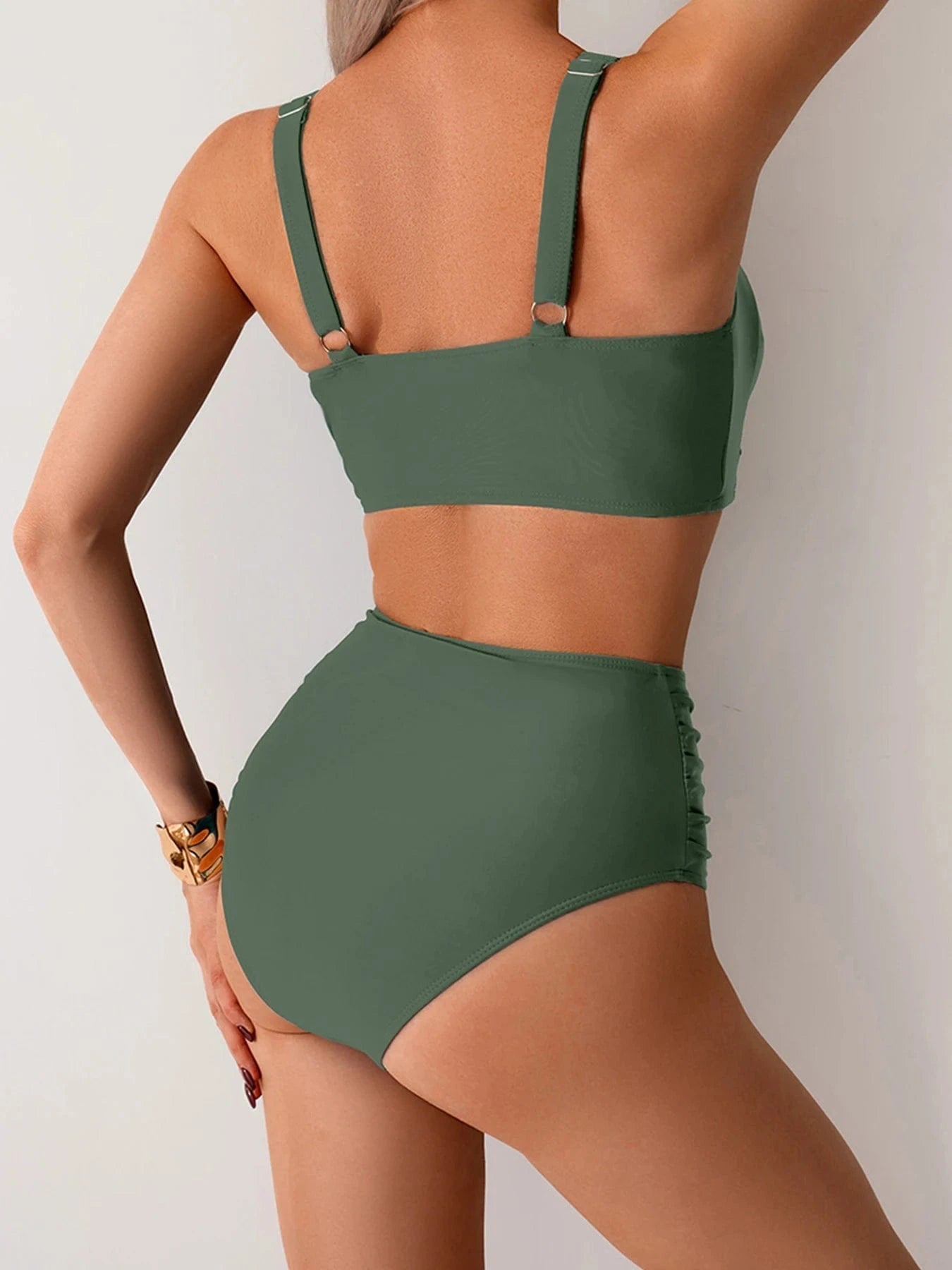 Seralyn Bikini Damskie Wysoki Stan Dwuczęściowy Strój Kąpielowy - Pootivo