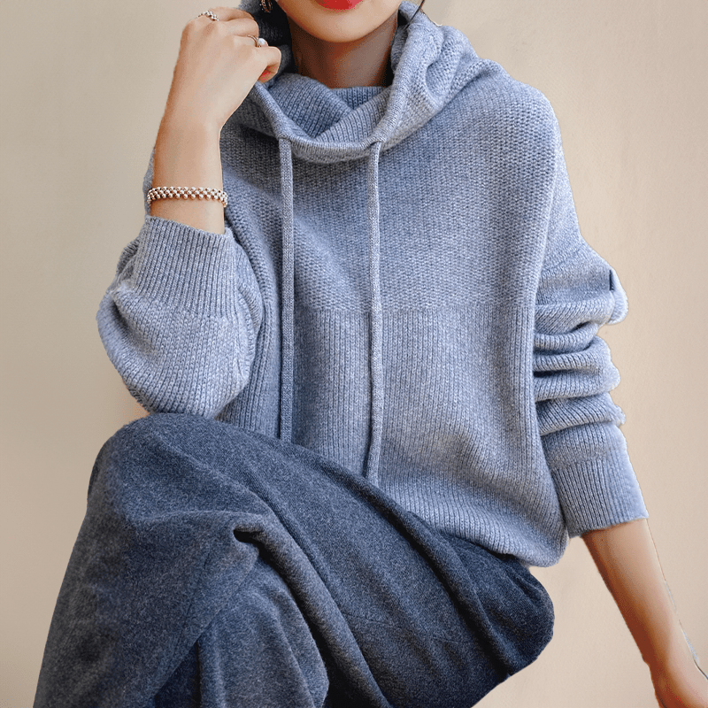 Sienna | Oversize'owa Bluza Dzianinowa z Kapturem - Pootivo
