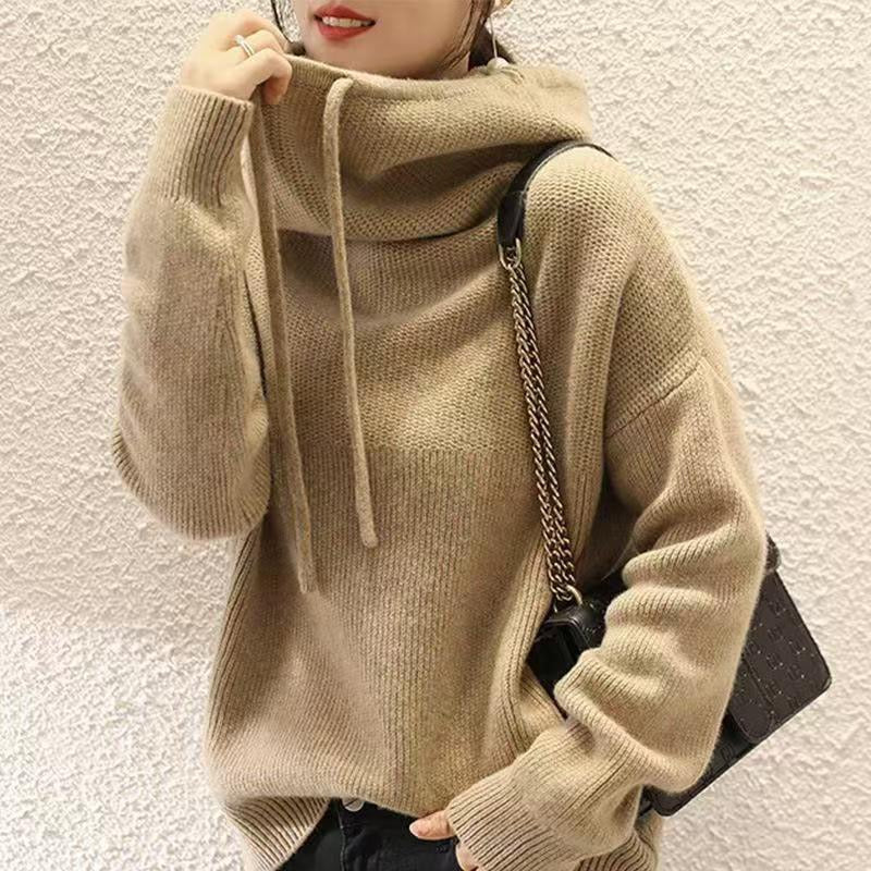 Sienna | Oversize'owa Bluza Dzianinowa z Kapturem - Pootivo