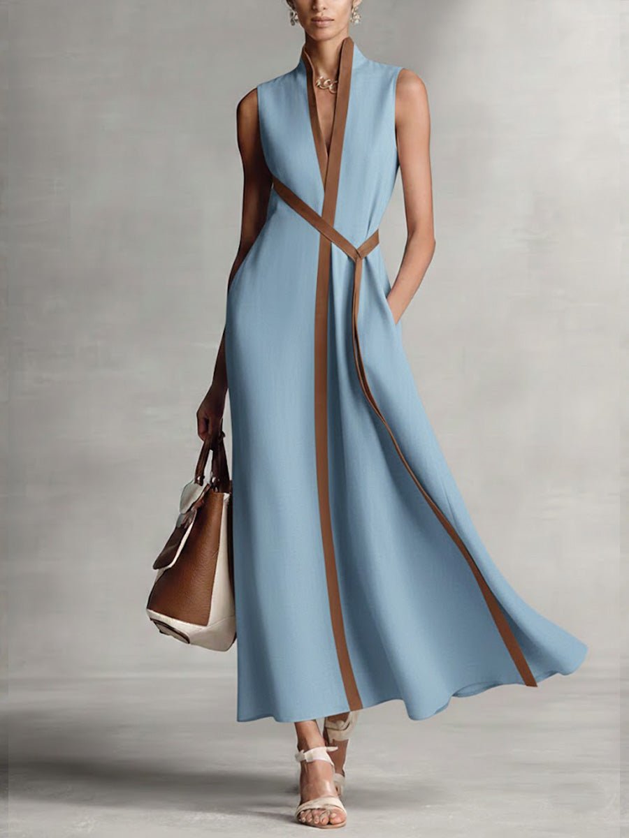 Sloane | Minimalistyczna Lniana Sukienka Maxi Letnia - Pootivo