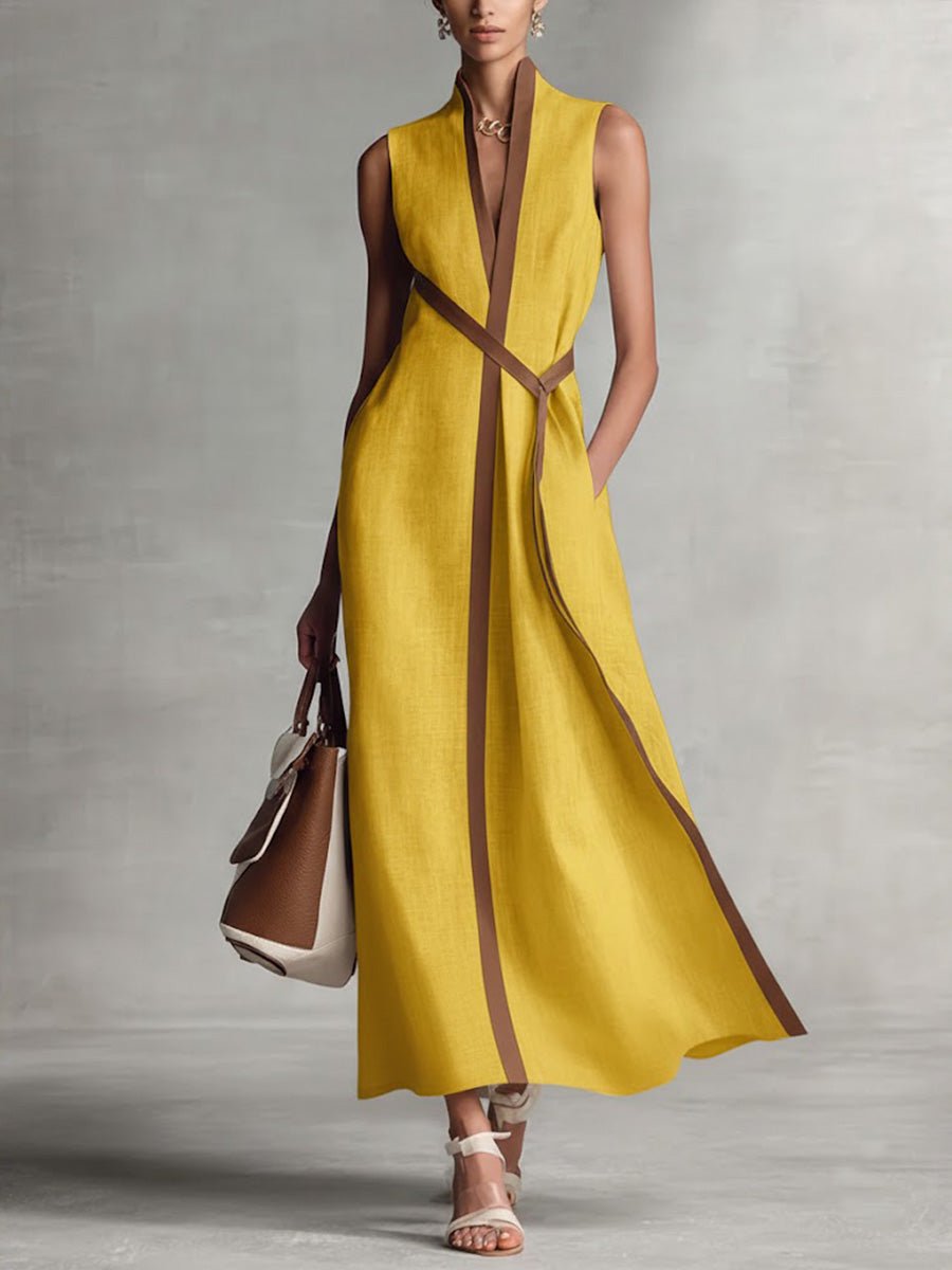 Sloane | Minimalistyczna Lniana Sukienka Maxi Letnia - Pootivo
