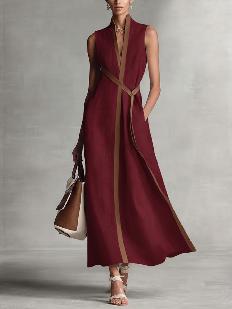 Sloane | Minimalistyczna Lniana Sukienka Maxi Letnia - Pootivo