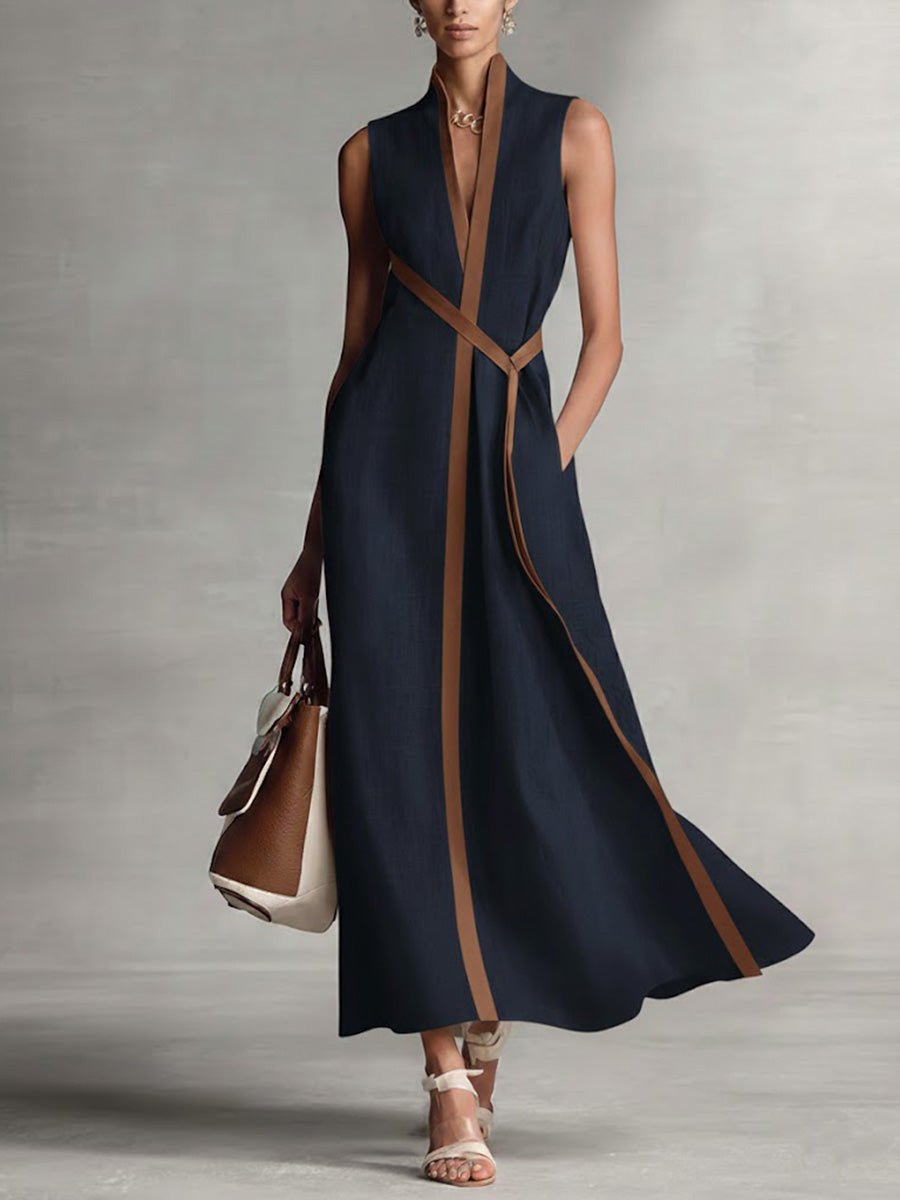 Sloane | Minimalistyczna Lniana Sukienka Maxi Letnia - Pootivo