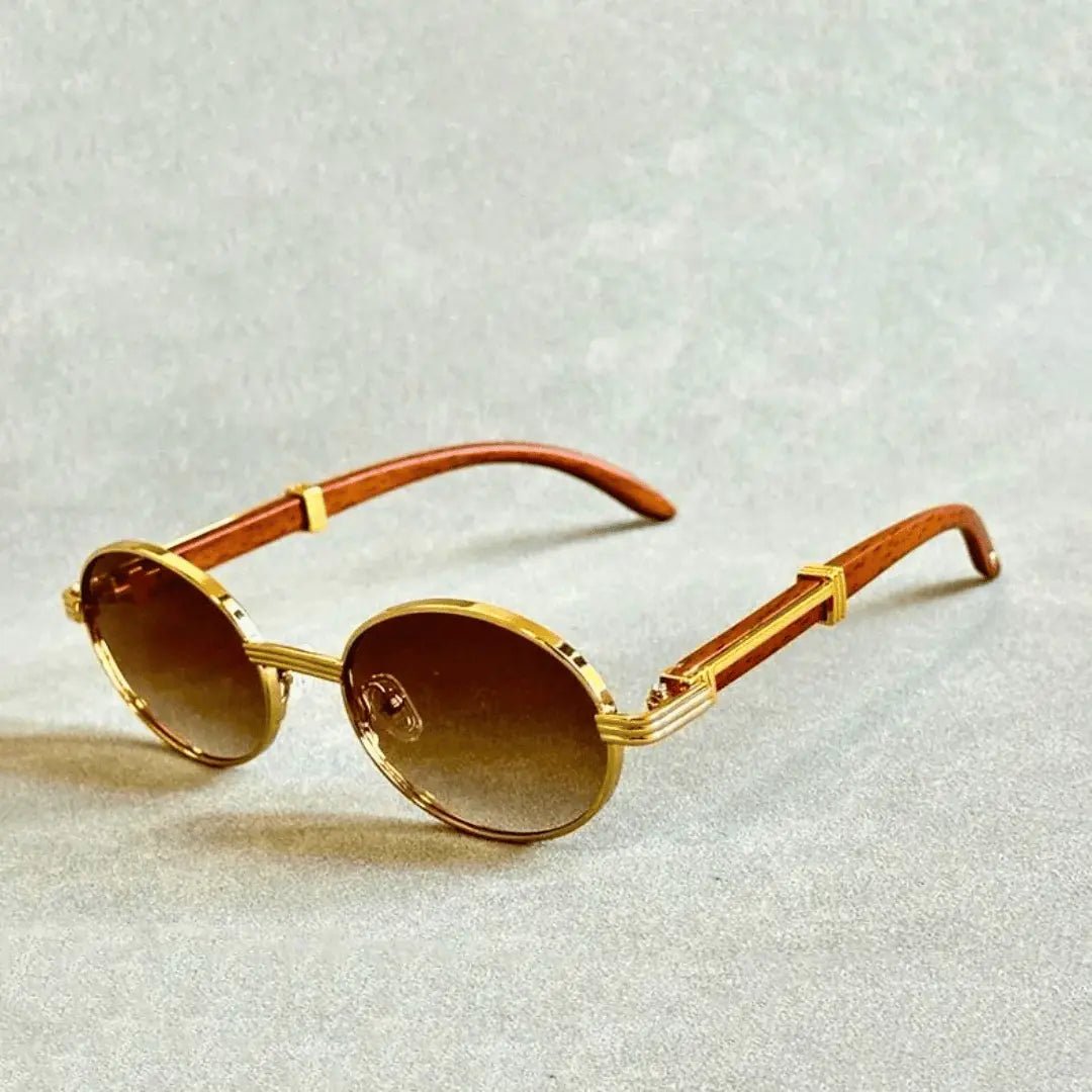 Solène | Okulary Przeciwsłoneczne Retro Okrągłe – Złota Oprawka Vintage - Pootivo