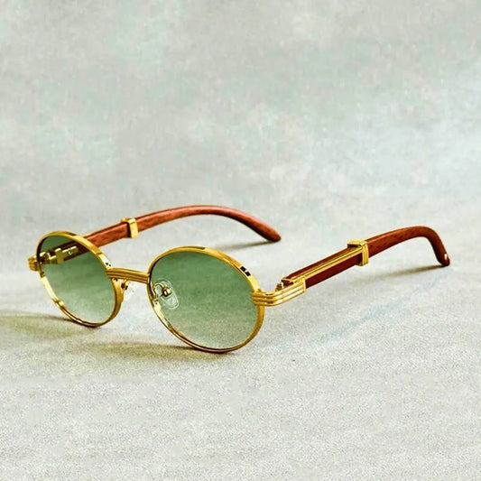 Solène | Okulary Przeciwsłoneczne Retro Okrągłe – Złota Oprawka Vintage - Pootivo