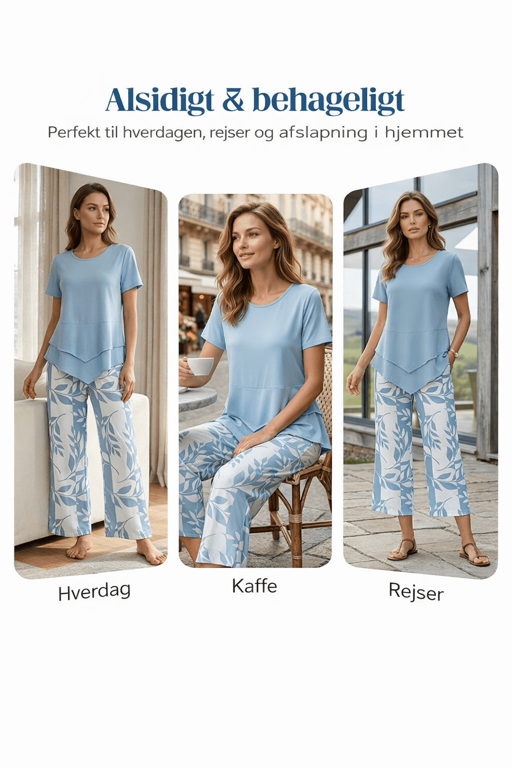 Sorelle Komplet Damski Letni Tunika i Spodnie – Elegancki Zestaw z Nadrukiem - Pootivo