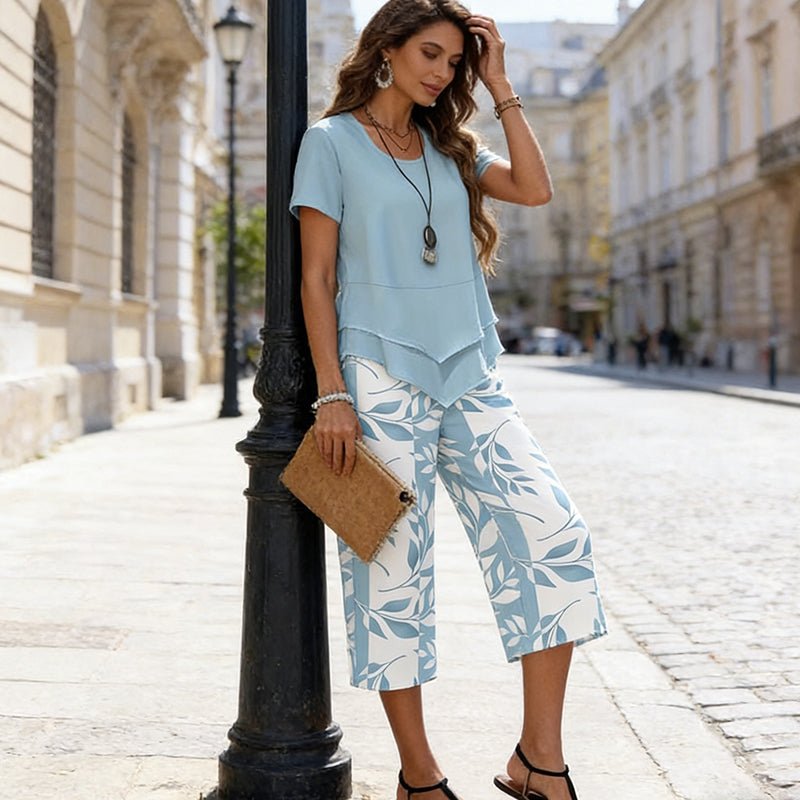 Sorelle Komplet Damski Letni Tunika i Spodnie – Elegancki Zestaw z Nadrukiem - Pootivo