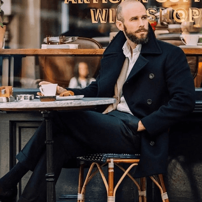 Stanisław | Klasyczny Dwurzędowy Półpłaszcz Zimowyool Peacoat - Pootivo
